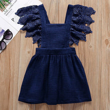 Load image into Gallery viewer, Ruffle Lace Dress Navy blue